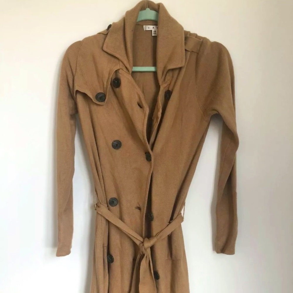 Women's CAbi Khaki Long "Duster" Sweater Size XS